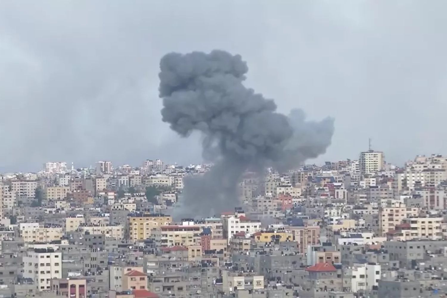 Explosions see from the Gaza strip.