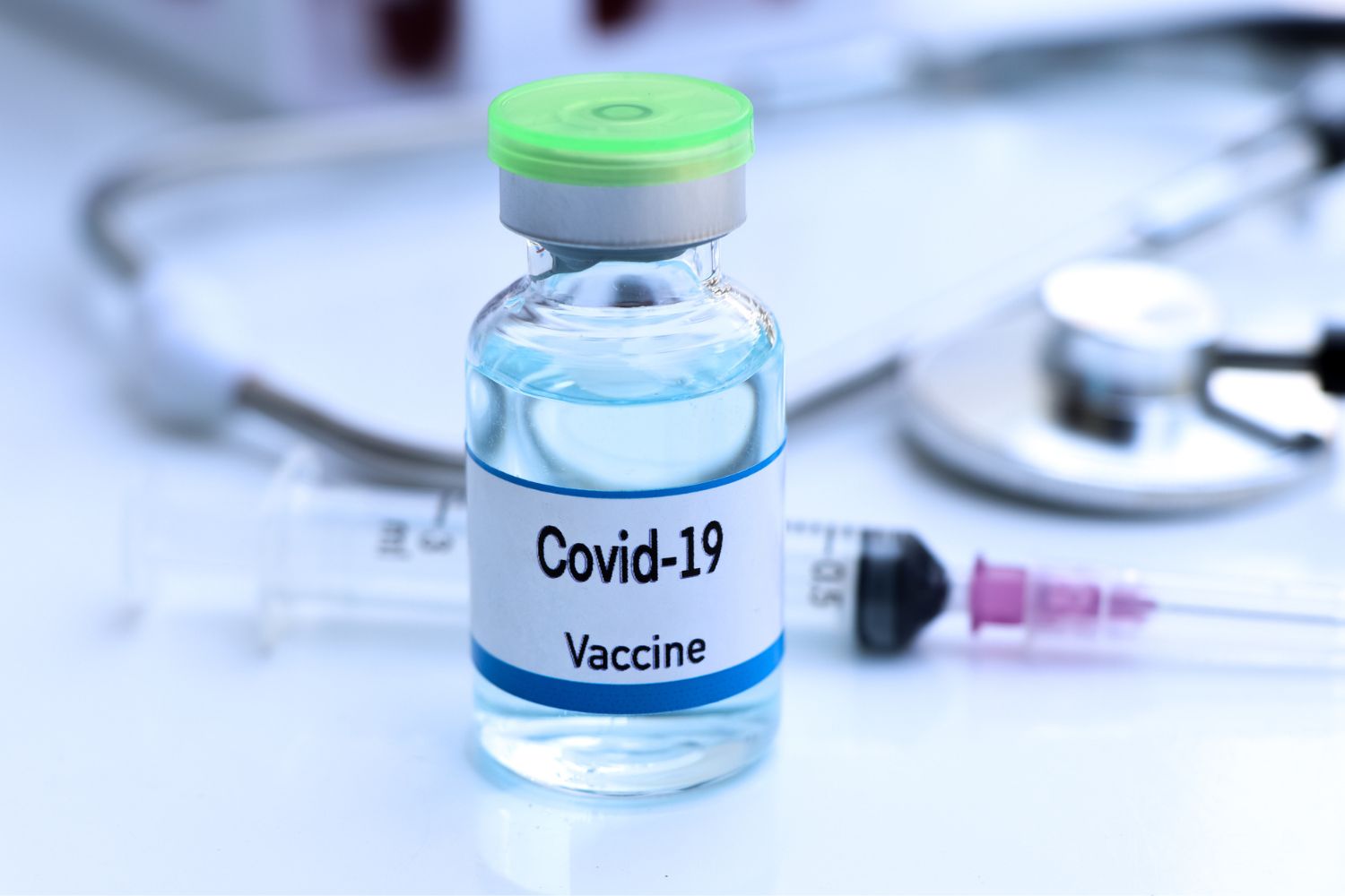 Covid-19 vaccine in a vial, immunization and treatment of infection, vaccine used for disease prevention.