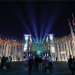 People walk outside Expo City in Dubai on December 12, 2023 during the United Nations Climate Change Conference COP28. (Photo by Giuseppe CACACE / AFP)