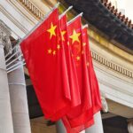 Chinese flag outside South Africa Union Buildings.