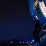 US President Joe Biden steps off Air Force One at Joint Base Andrews in Maryland, on January 28, 2024 as he returns from South Carolina. (Photo by Kent Nishimura / AFP)