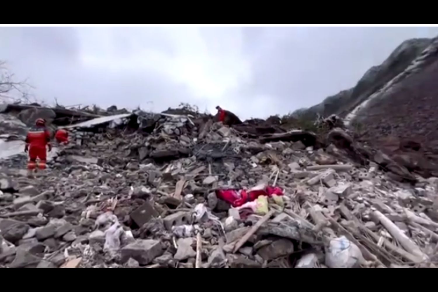 Aerial footage and scenes of rescuers searching through rubble after a landslide struck a remote and mountainous part of southwestern China, burying 47 people according to state media. The landslide reportedly occurred early Monday morning local time in in Zhenxiong County, Yunnan province. IMAGES