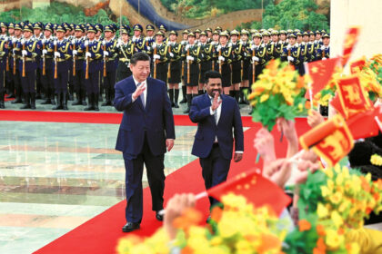 President Xi Jinping hosts a welcoming ceremony for visiting Sri Lankan President Anura Kumara Dissanayake before their talks at the Great Hall of the People in Beijing on Wednesday.